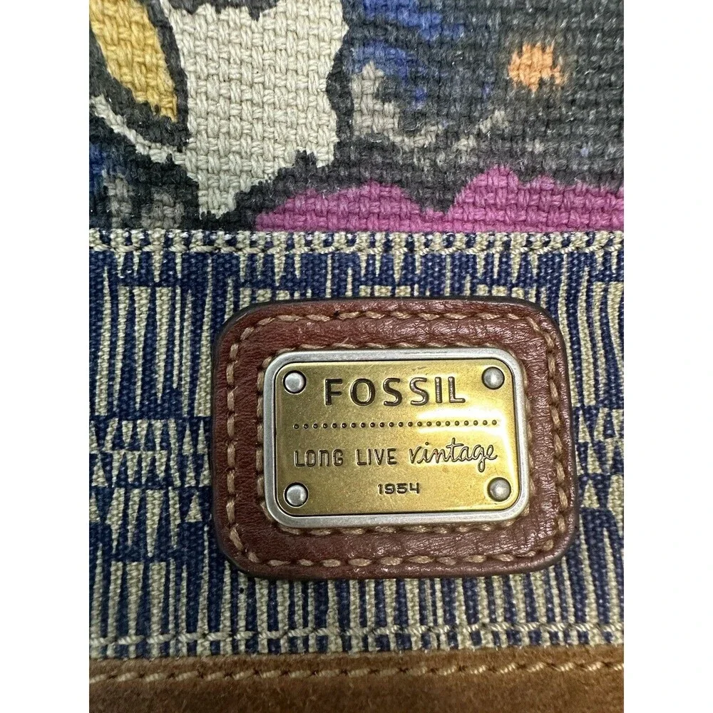 Fossil Long Live Vintage Floral Canvas Tote Hobo Purse Flowers